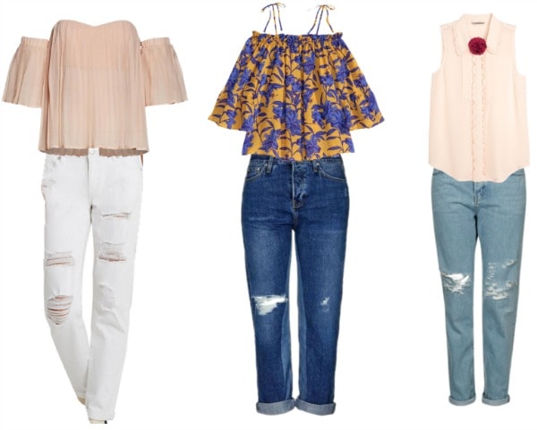 boyfriend jeans paired with blouses