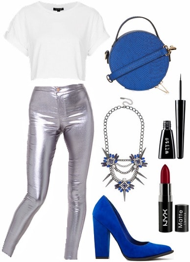 Class to Night Out: Silver Metallic Pants - College Fashion