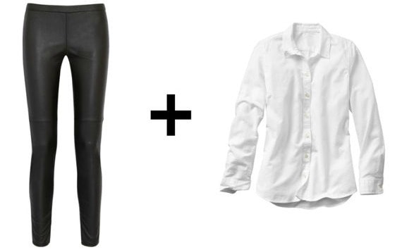 Easy Outfit Formulas: Faux Leather Leggings + White Oxford Shirt - College  Fashion