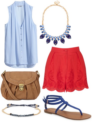 light blue and red outfit