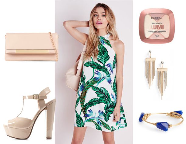 Class to Night Out: Palm Tree Print Dress - College Fashion