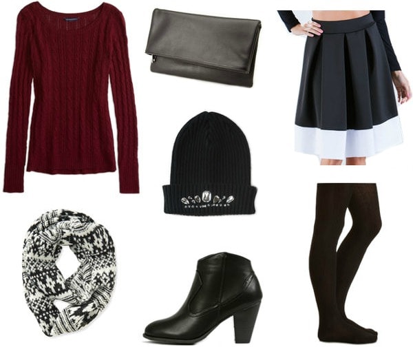 cold weather skirt outfits