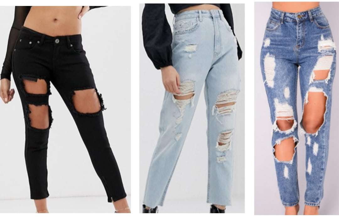 ripped jeans on both sides