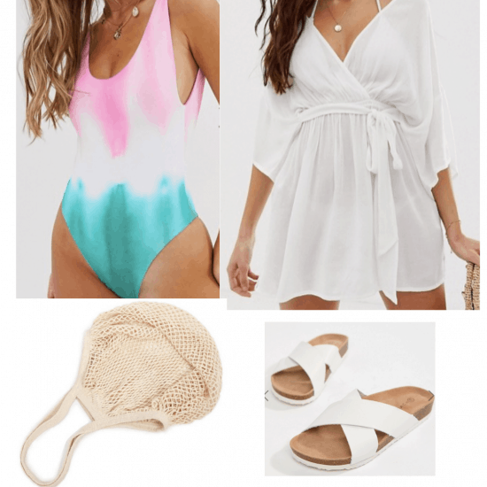 Tie-dye bikini outfit for a perfect vacation look.