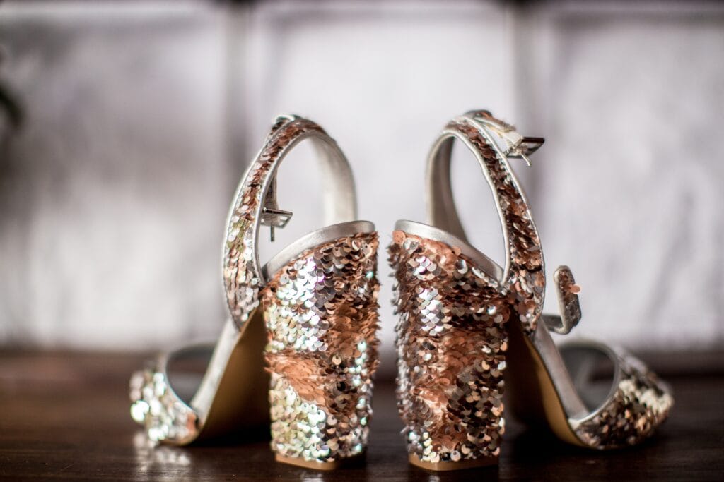 Pair of glitter heels
