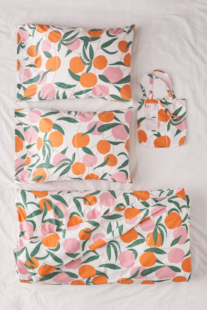 Peach duvet set in orange and green from Urban Outfitters