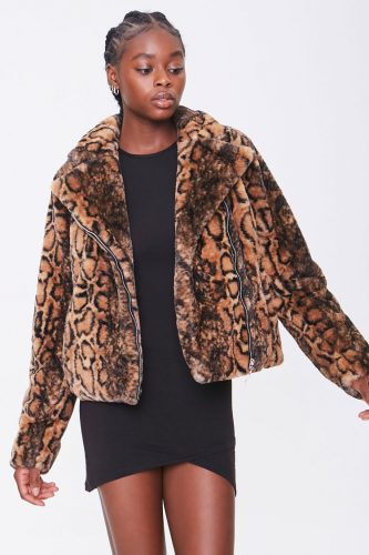 Forever 21 Animal Print Faux Fur Coat