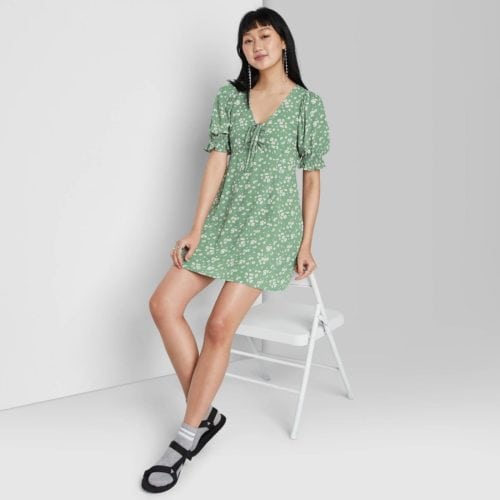 Target puff sleeve green dress for St Patricks' Day
