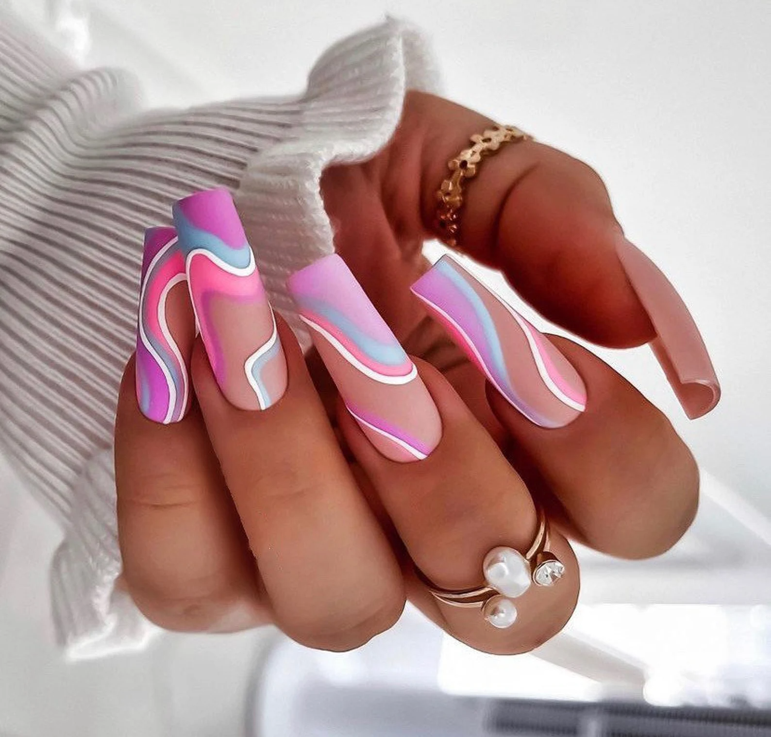 Designer Inspired Nail Stickers-LV - Curves & Sparkle Nail Designs