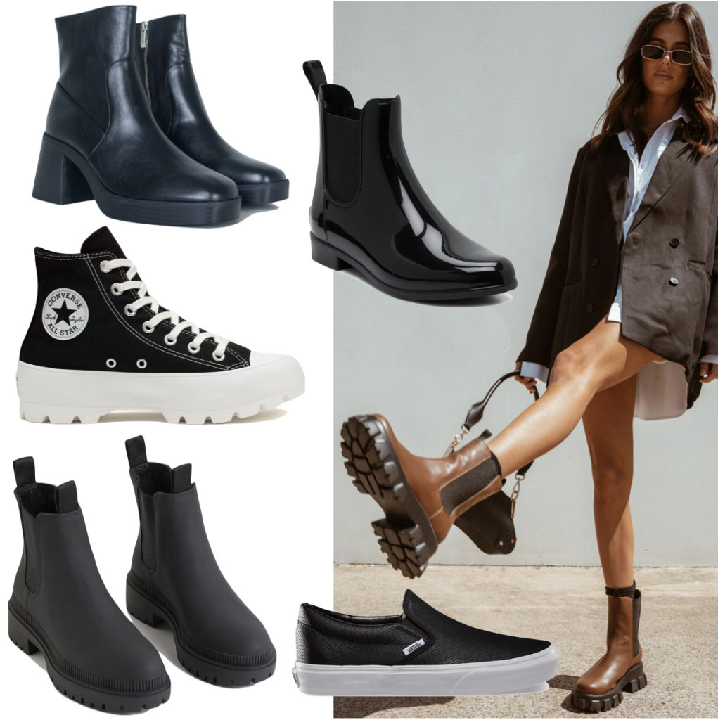 College Party Shoes - Black ankle boots, Chelsea boots, ankle booties, lug sole boots, sneaker boots, everyday shoes, college shoes