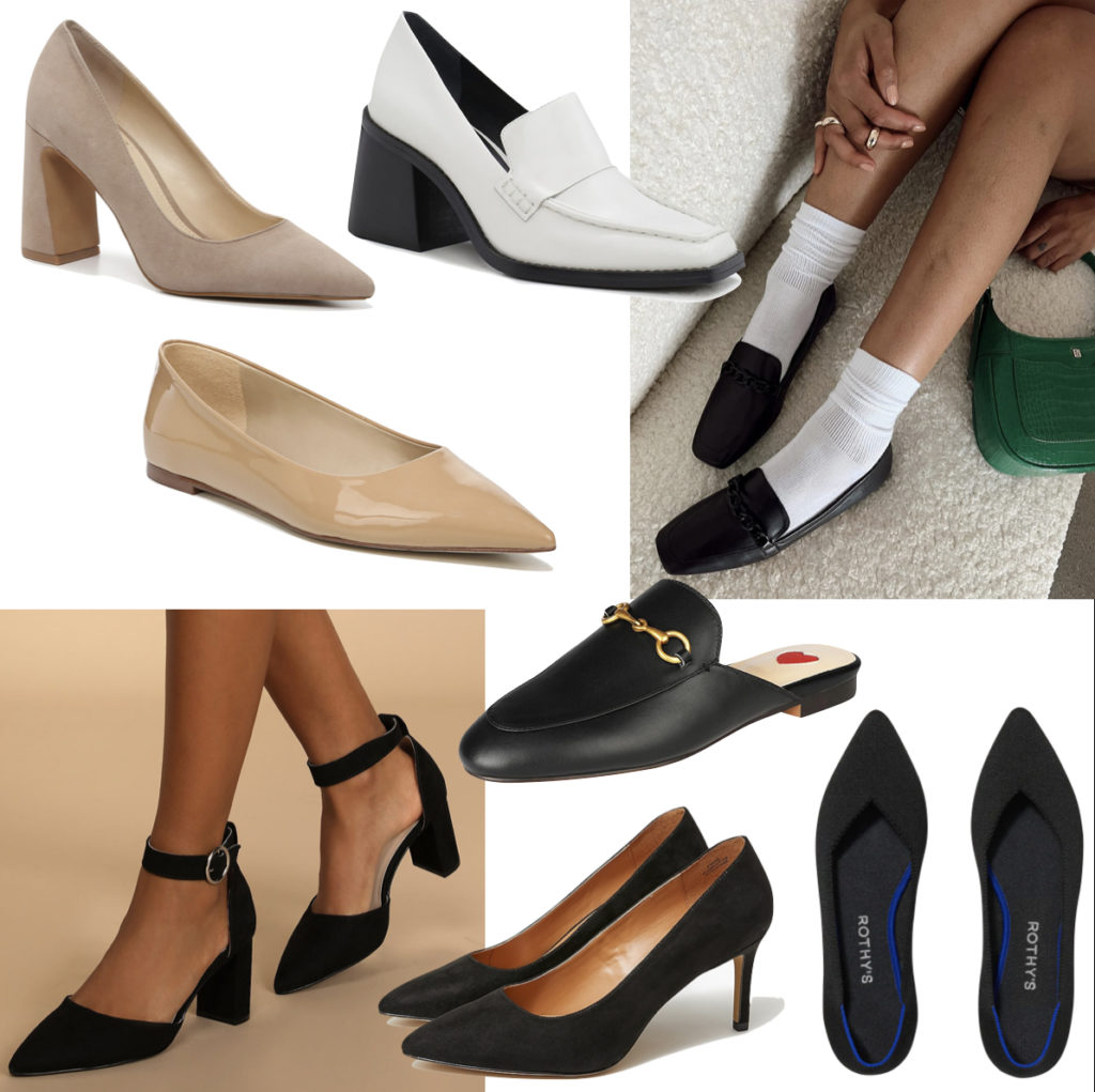 College Professional Work Shoes - black loafer, flats, pumps, ankle-strap heels, shoes for college and everyday shoes