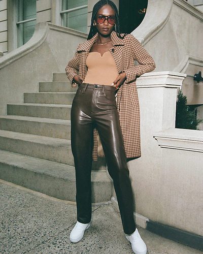Leather Pants Outfit Idea: Full Leather Look + Fanny Pack