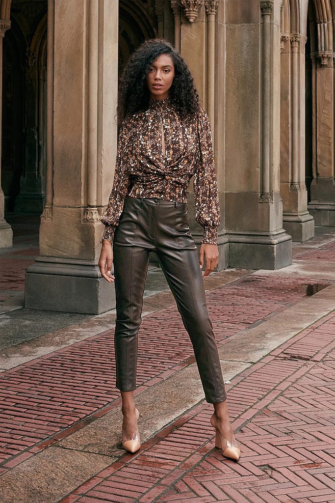 How to Wear Leather Pants, burgundy leather culottes and tan sweater high  heels