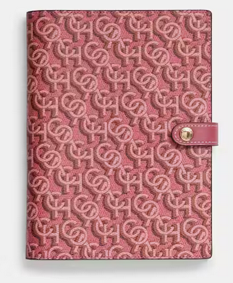 Coach Outlet Pink Monogram Leather Notebook