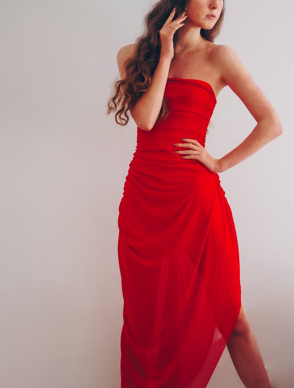 Hot Red Tie-Up Straps Designer Cotton Dress For Women Online