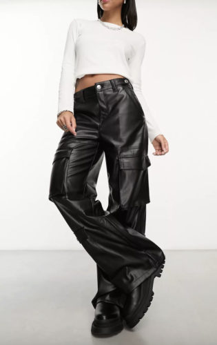 Asos Faux Leather Cargo Pants