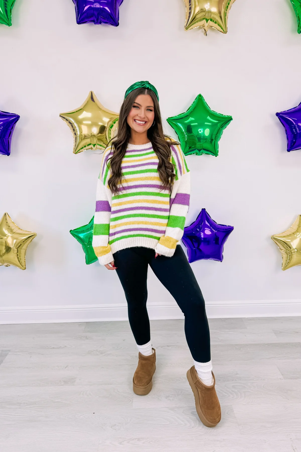 mardi gras striped sweater