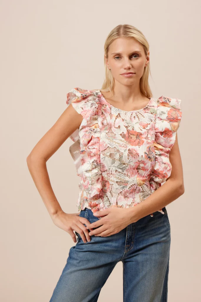 FLORAL RUFFLE TOP
FEATURES