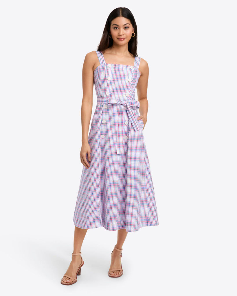 Kylie Love Circle Midi Dress in Stitched Grid