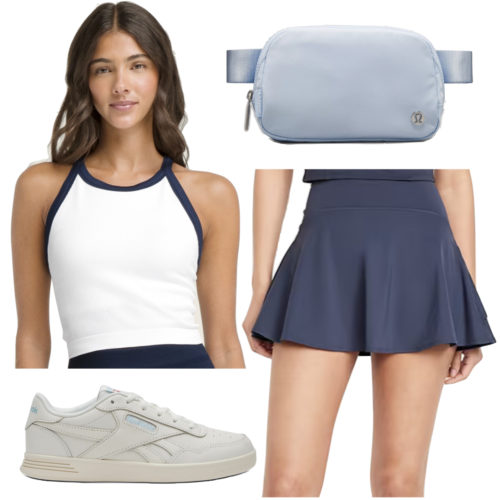 Summer College Outfit #6: skort, athletic top, sneakers