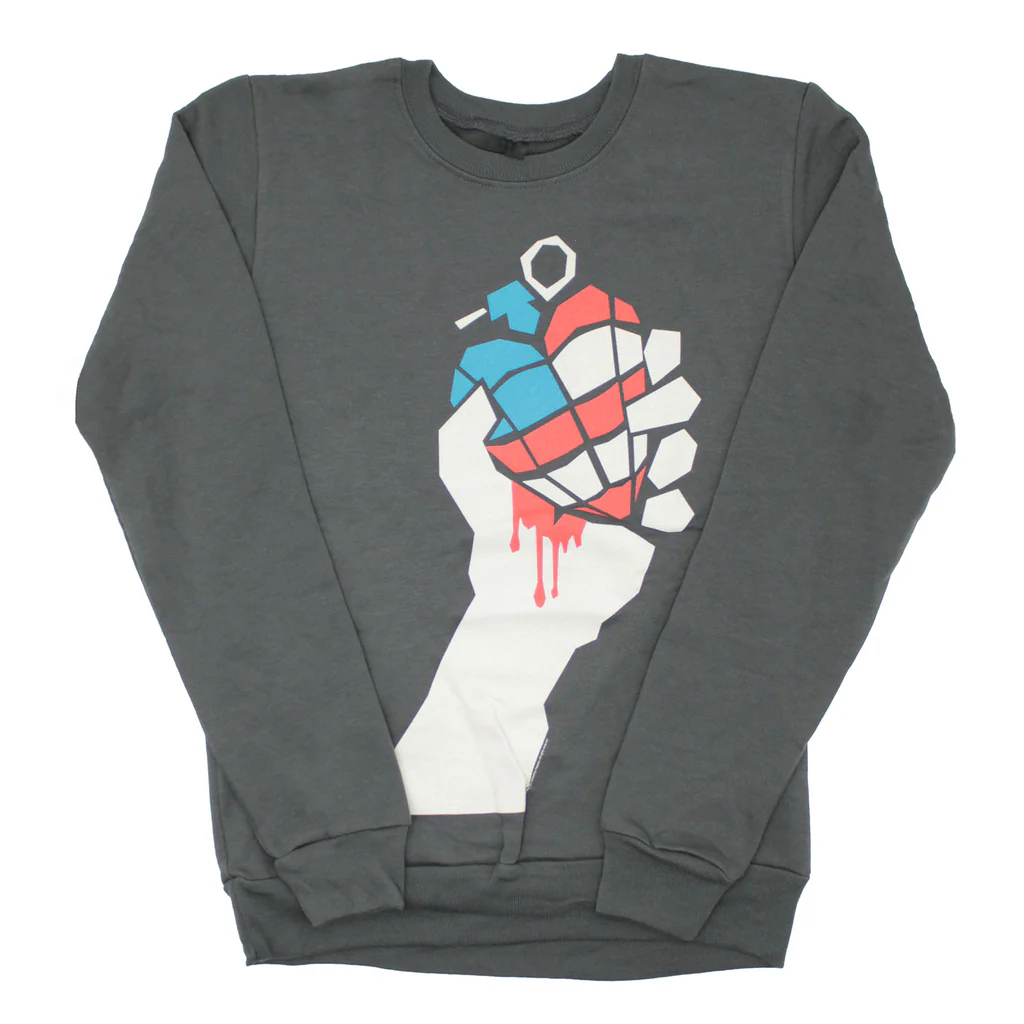 Red, White & Blue Heart Grenade From American Idiot Girls Jr Sweatshirt