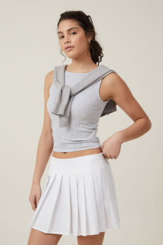Cotton On Pleated White Mini Skirt