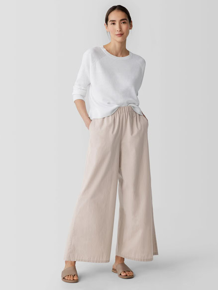 Washed Organic Cotton Poplin Wide-Leg Pant