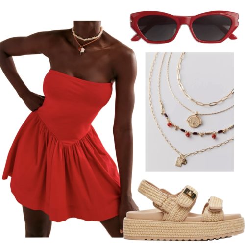 Italian Summer Outfit 2 Red Dress and Sandals