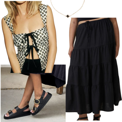 Italian Summer Outfit #6 black maxi skirt and sandals