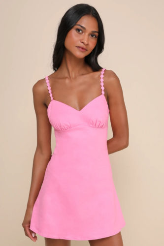Lulus pink flower strap dress