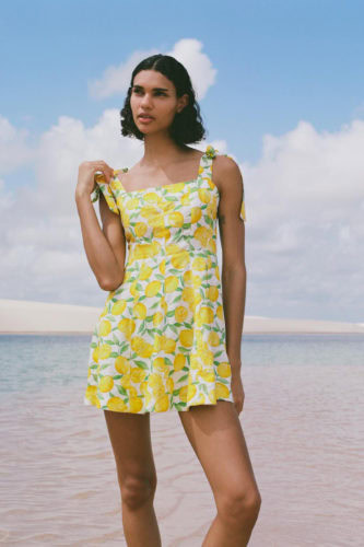 Zara lemon print mini dress
