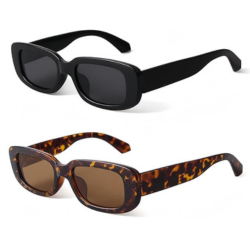 2 pack of 90s rectangle sunglasses from Amazon in black and tortoiseshell
