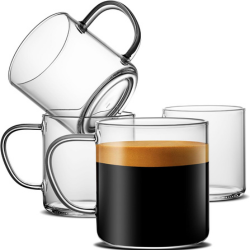 Set of 4 clear glass coffee mugs from Amazon