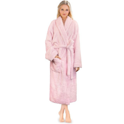 Cozy light pink bathrobe from Amazon for college