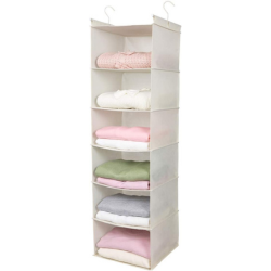 Cream-colored hanging sweater organizer from Amazon