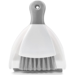 Simple gray and white dustpan and broom set