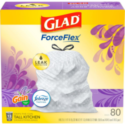 Glad Force-Flex trash bags box of 80