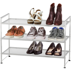 Silver 3-tier shoe rack from Amazon