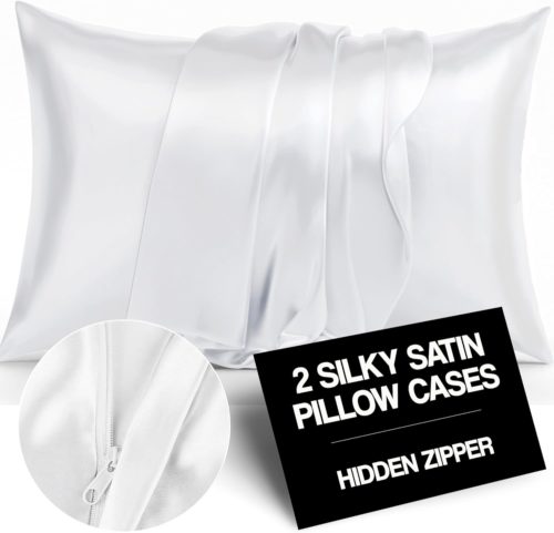 White satin pillowcases from Amazon