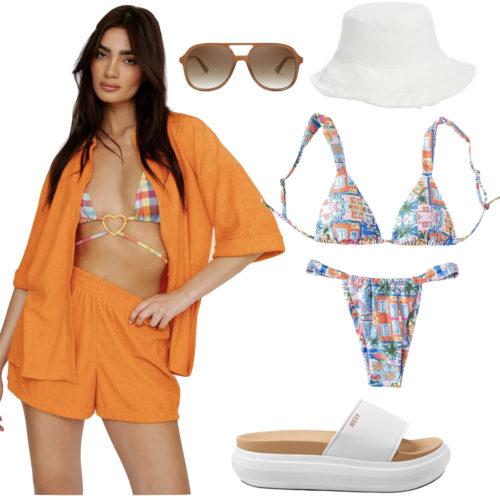 Lake Day Outfit with terry cloth cover up set