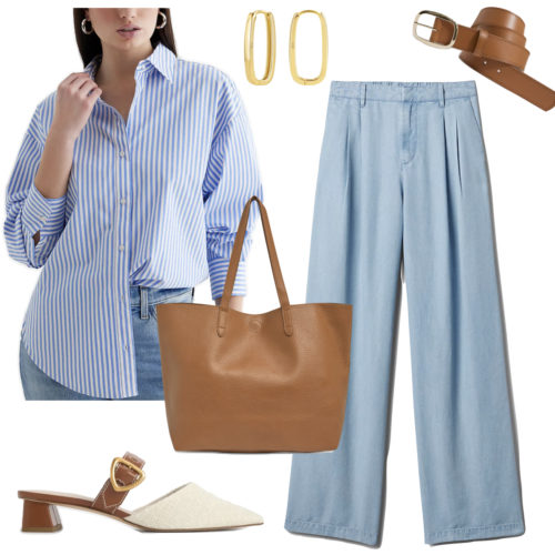 Summer Work Outfit Chambray Pants