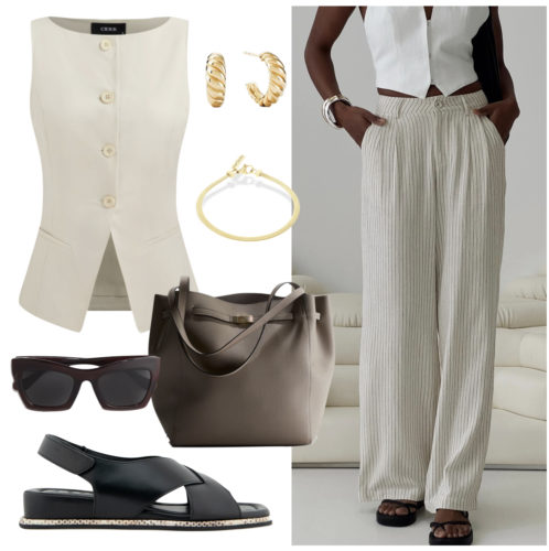 Work Outfit Linen Pants and Vest