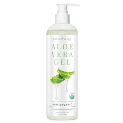 Bottle of organic aloe vera gel