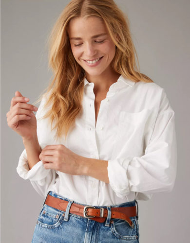 AE White Button Down Shirt