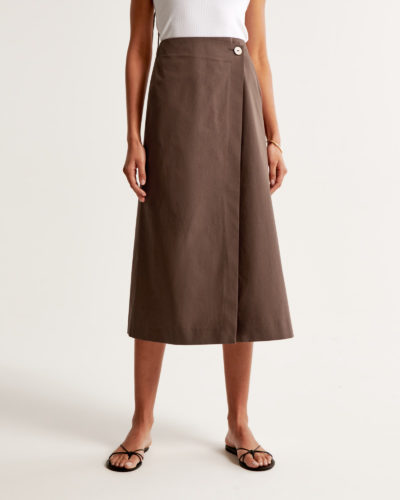 AF Poplin Midi Skirt Brown 