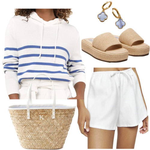 Coastal Grandma Sweater Shorts Outfit