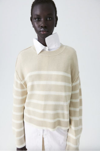 HM Beige Striped Sweater