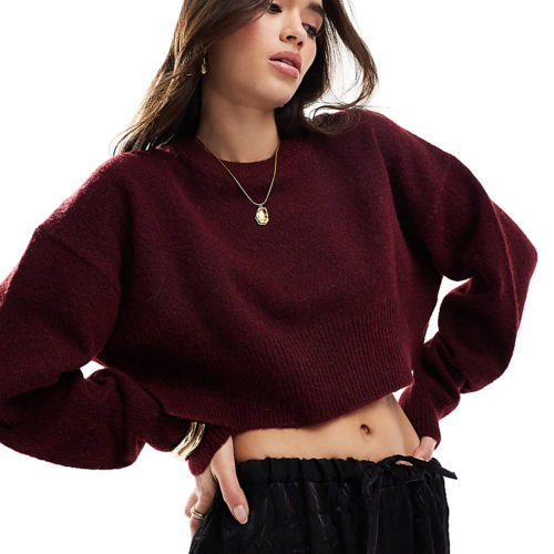 Asos Burgundy Cropped Sweater