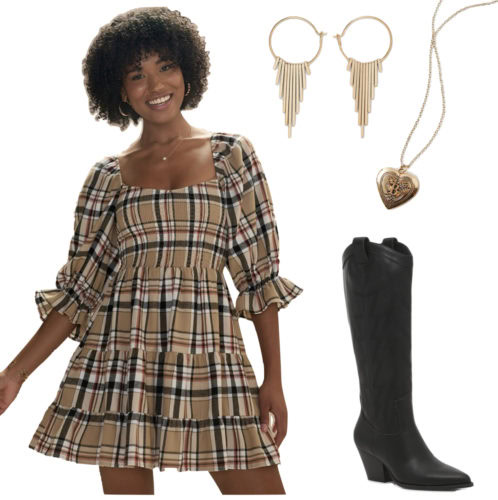 Festive Thanksgiving Outfit Plaid Dress