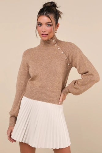 Lulus Button Turtleneck Sweater